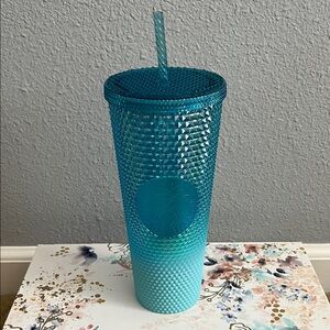 Starbucks Teal Iridescent Studded Venti Tumbler with Straw